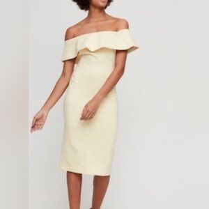 Pale Yellow off-shoulder bodycon dress